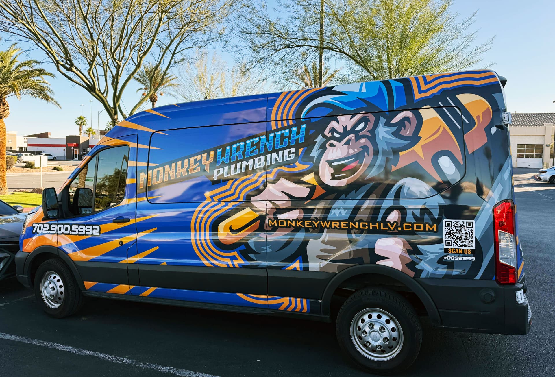 Cargo van covered in a full illustrated wrap